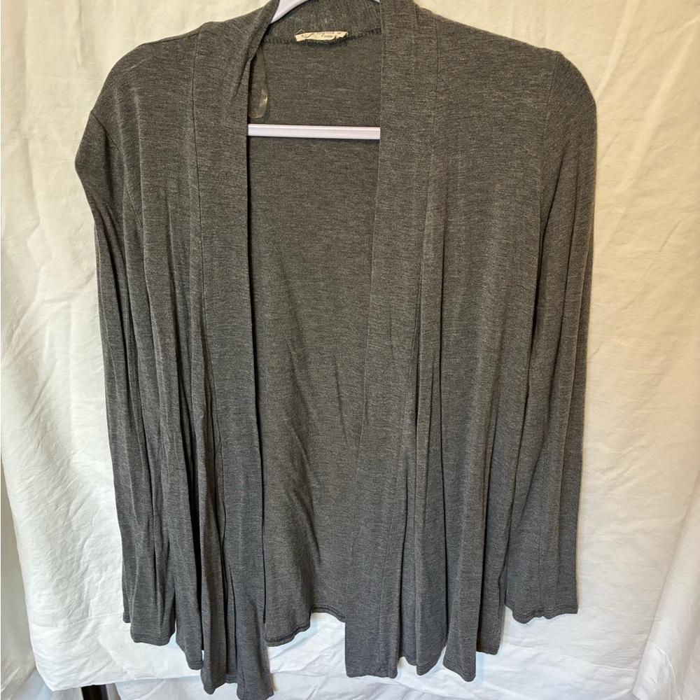 BLVD Charcoal Women's Open Front Cardigan